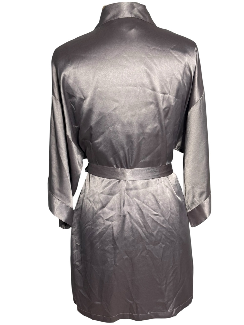 Vintage Victoria’s Secret Angels Satin Slip Dress Robe Set Smoky Pewter Lavender - Picture 7 of 14